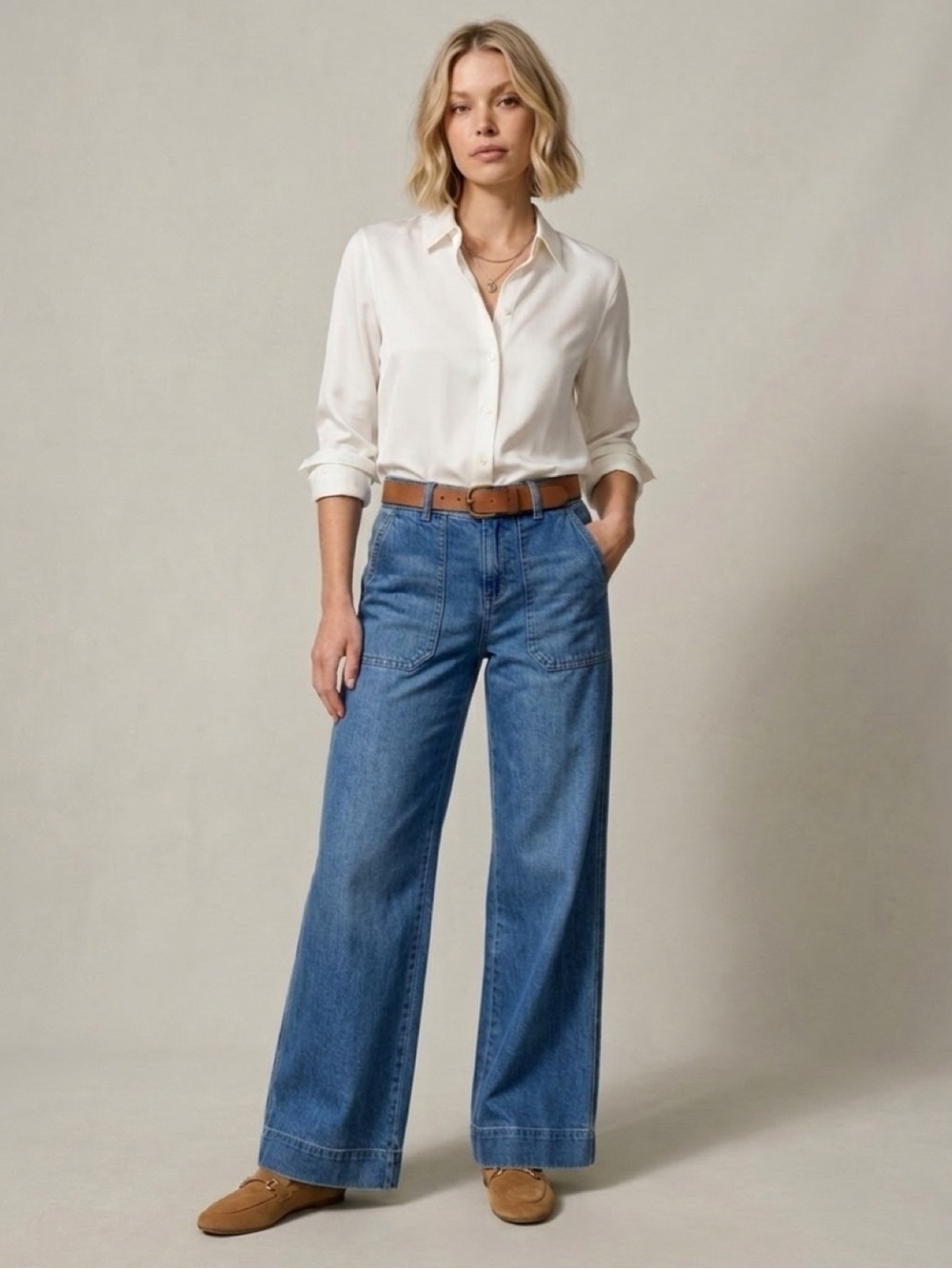 PILCRO Anthropologie Utility Patch Pocket Jeans Blue Relaxed Straight - Size 6
